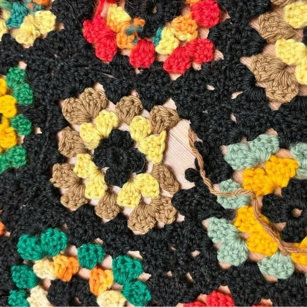 Large Granny Square Crochet Blanket